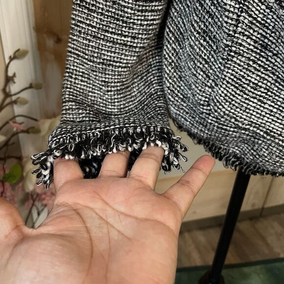 Chico's Women's Size 2 Black White Fringe Jacket  Excellent Condition - Picture 4 of 9